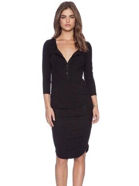 James Perse Thermal Henley Midi Dress